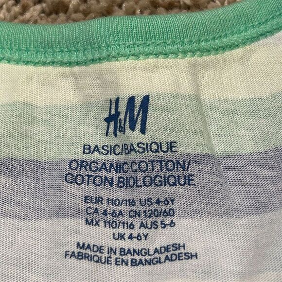 H&M Boys Multicolor Striped Tank Top Size 4-5 Sleeveless Casual - Picture 3 of 3
